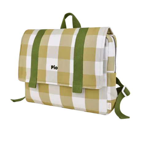 preschool backpack for children in checkered cotton, customizable