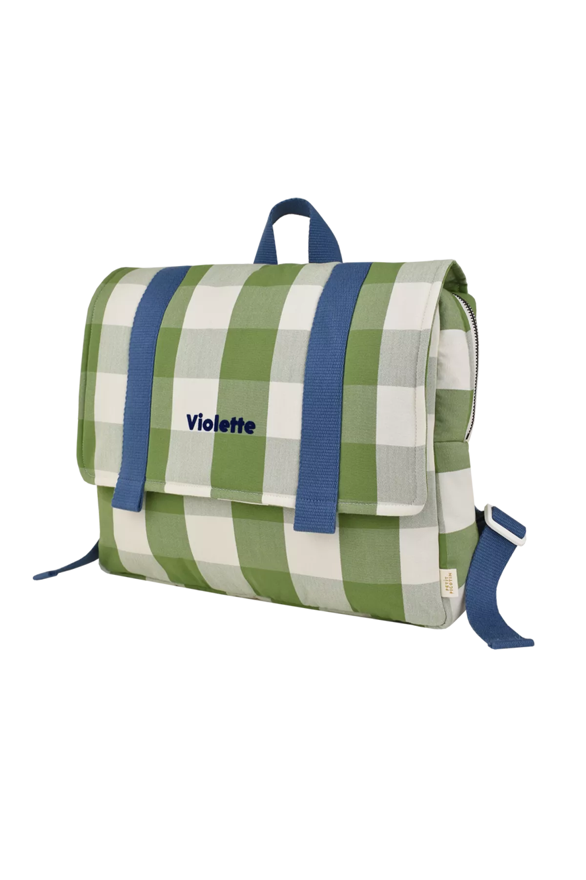 cartable maternelle enfant en coton à carreaux et personnalisable