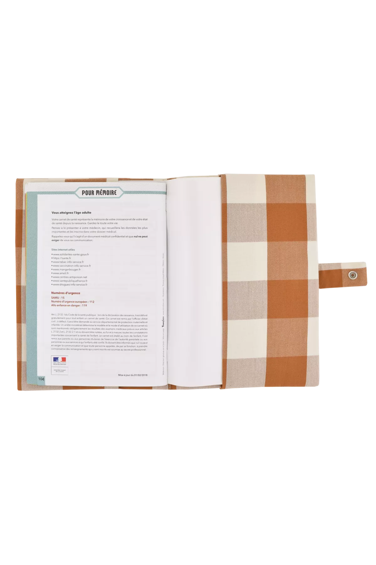 protège carnet de santé à carreaux pour bébé personnalisable