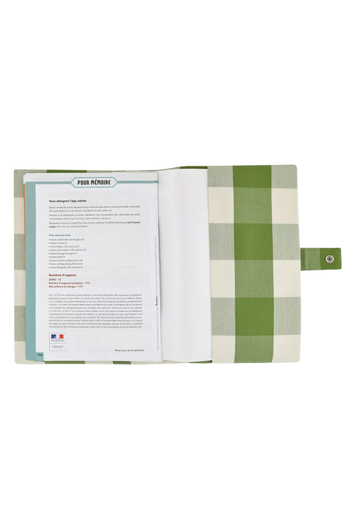 protège carnet de santé à carreaux pour bébé personnalisable