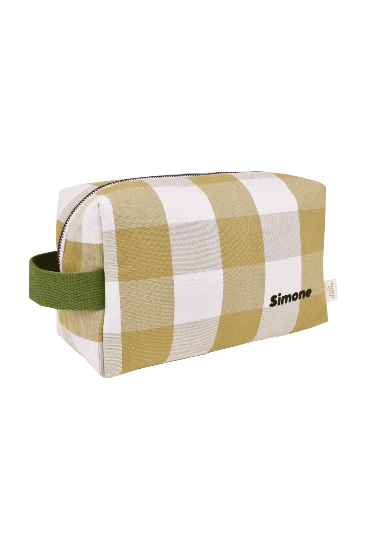 trousse de toilette en coton à carreaux personnalisable