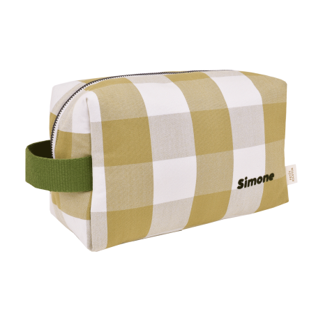 trousse de toilette en coton à carreaux personnalisable