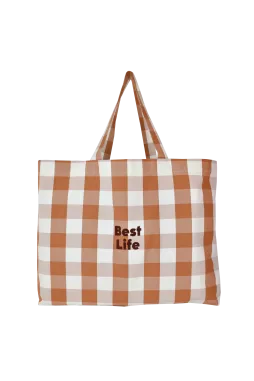gran bolsa de tela personalizable a cuadros