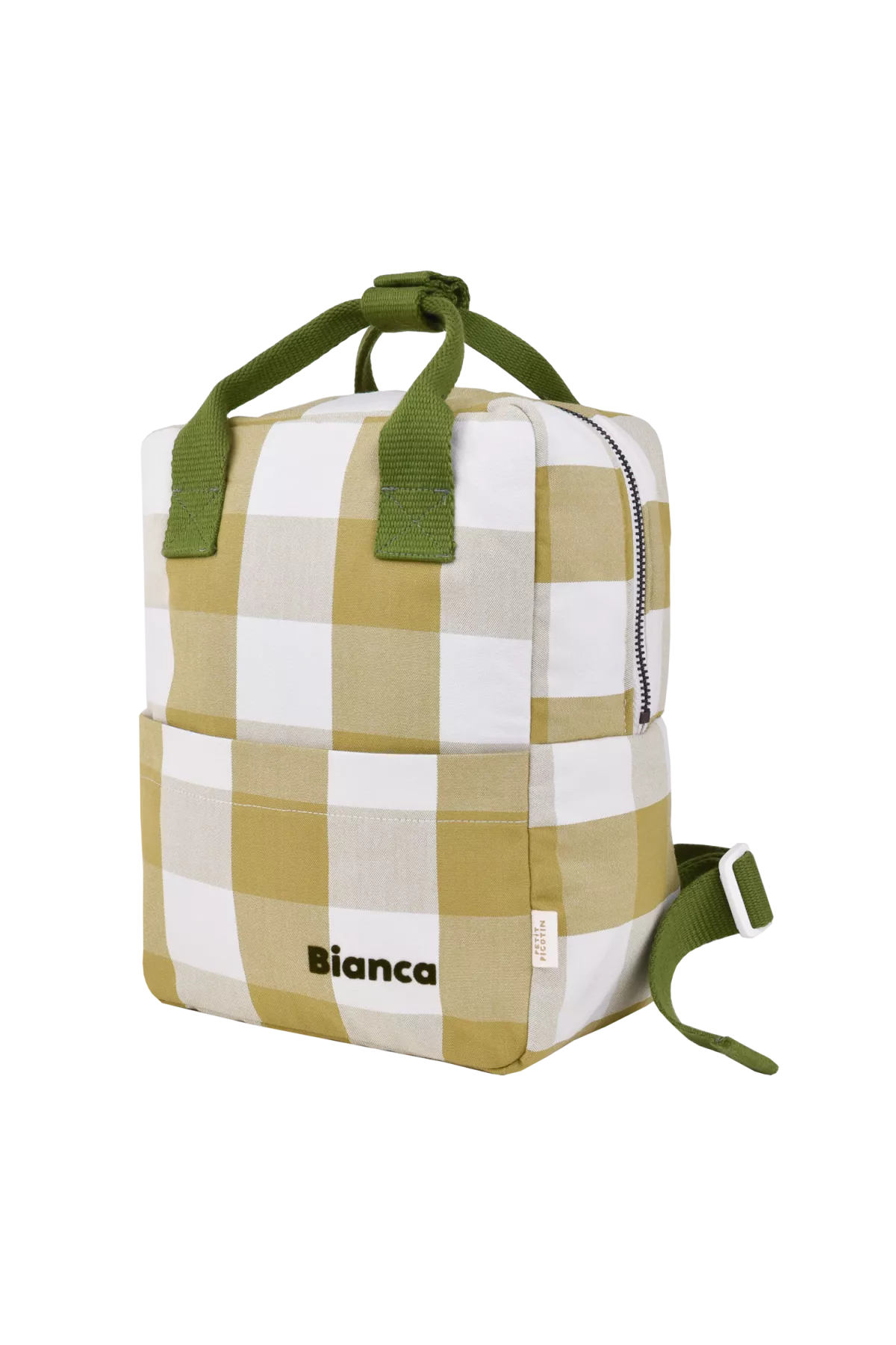 sac à dos enfant à carreaux en coton et personnalisable