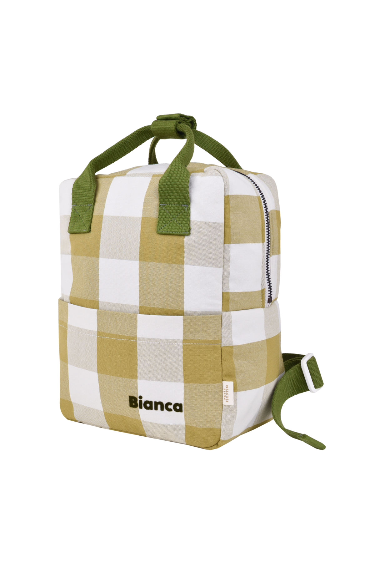 personalized checkered cotton backpack for children