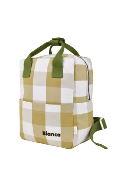 mochila infantil a cuadros de algodón personalizable