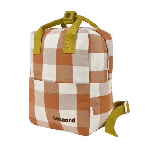 customizable checkered cotton backpack for children