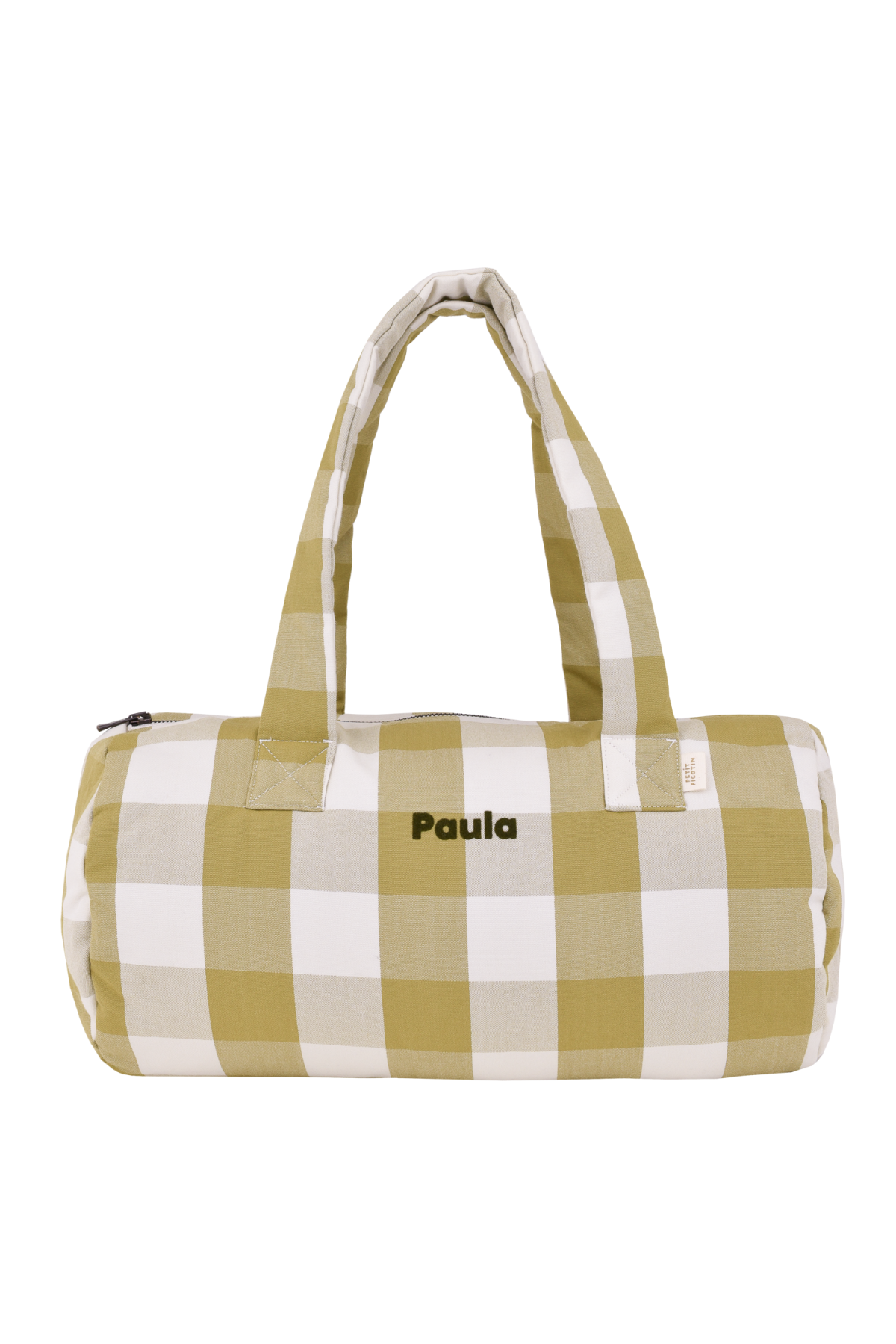 personalized checkered cotton bowling bag for children