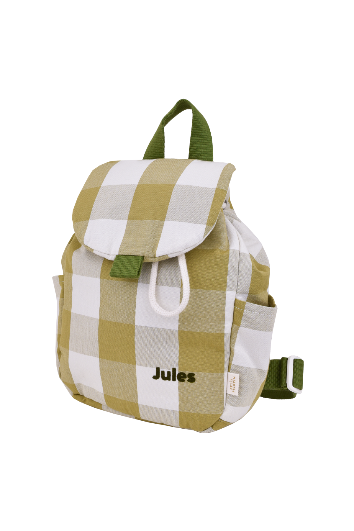 sac à dos enfant à carreaux en coton et personnalisable