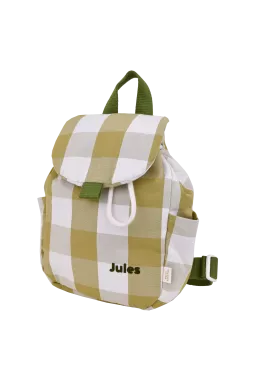 sac à dos enfant à carreaux en coton et personnalisable
