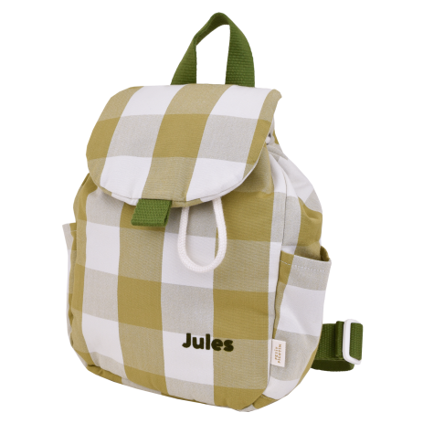 sac à dos enfant à carreaux en coton et personnalisable