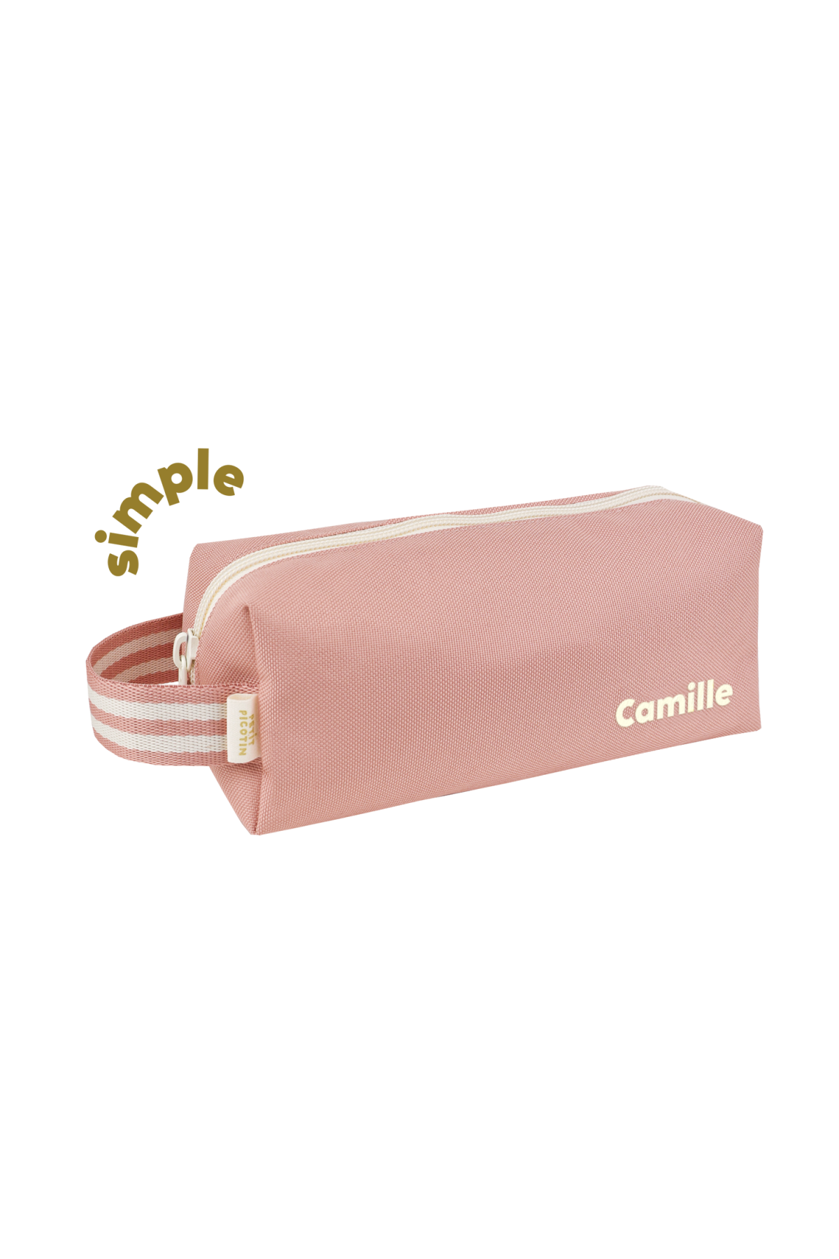 jolie trousse d'école unie et personnalisée avec zip
