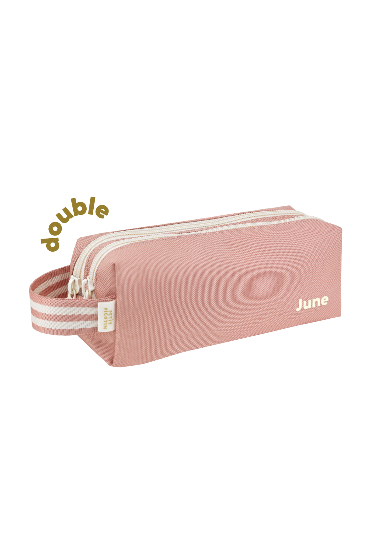 customizable children's pencil case with double compartments and zip