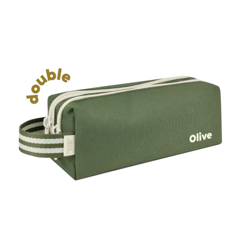 customizable children's pencil case with double compartments and zip