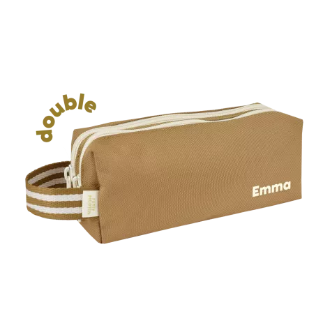 estuche de lápices para niño personalizable con doble compartimento y cremallera