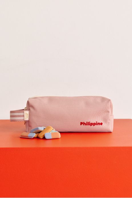 bonito estuche escolar liso y personalizado con cremallera