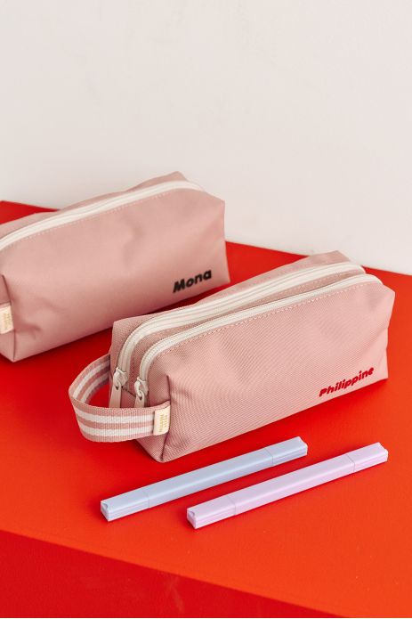 estuche de lápices para niño personalizable con doble compartimento y cremallera