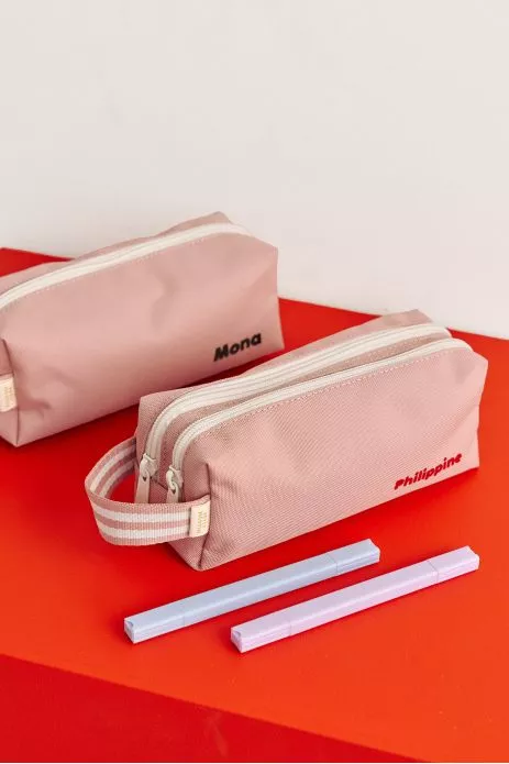 trousse à crayons enfant personnalisable avec double compartiments avec zip