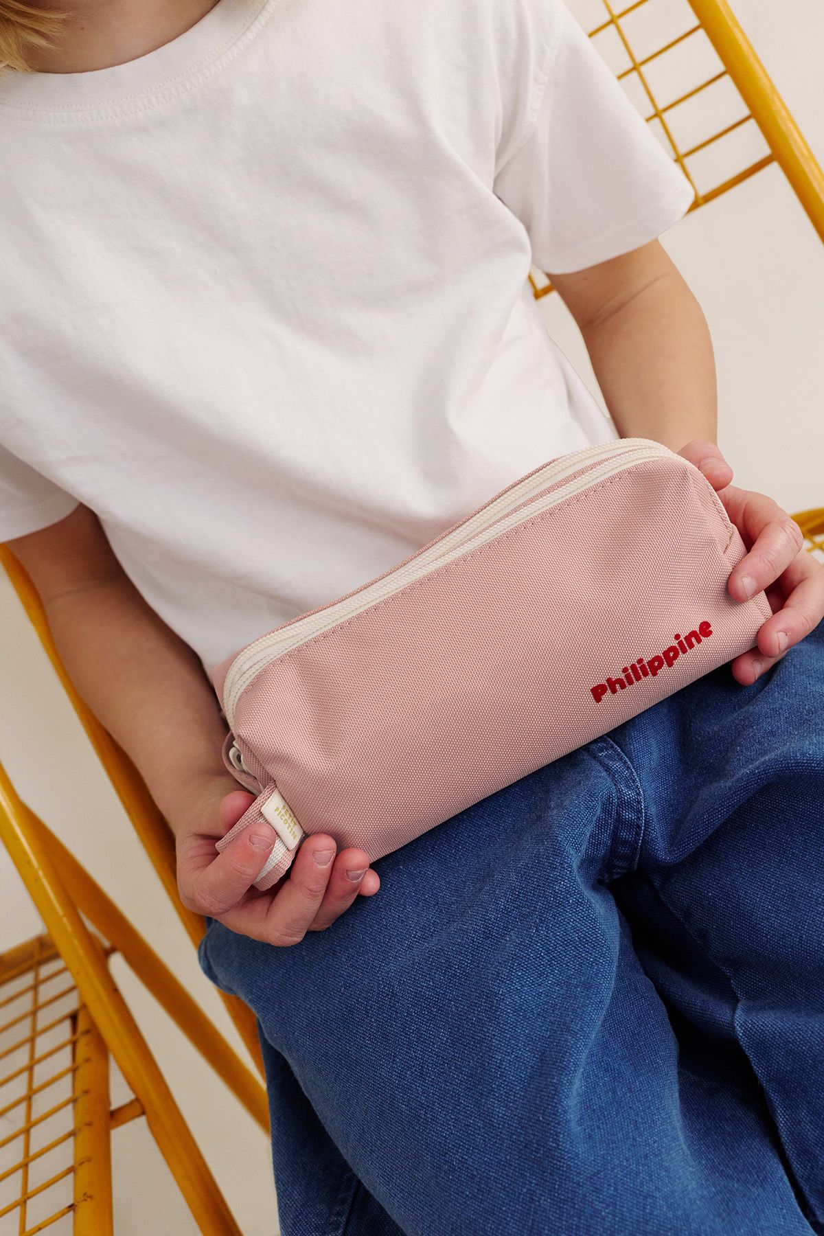 trousse à crayons enfant personnalisable avec double compartiments avec zip