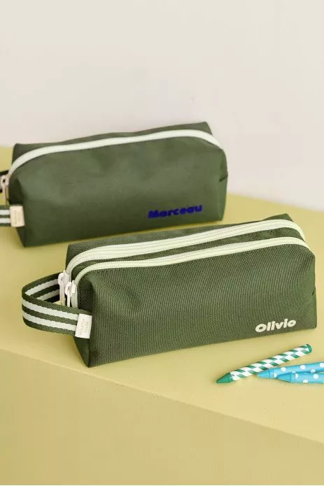 customizable children's pencil case with double compartments and zip