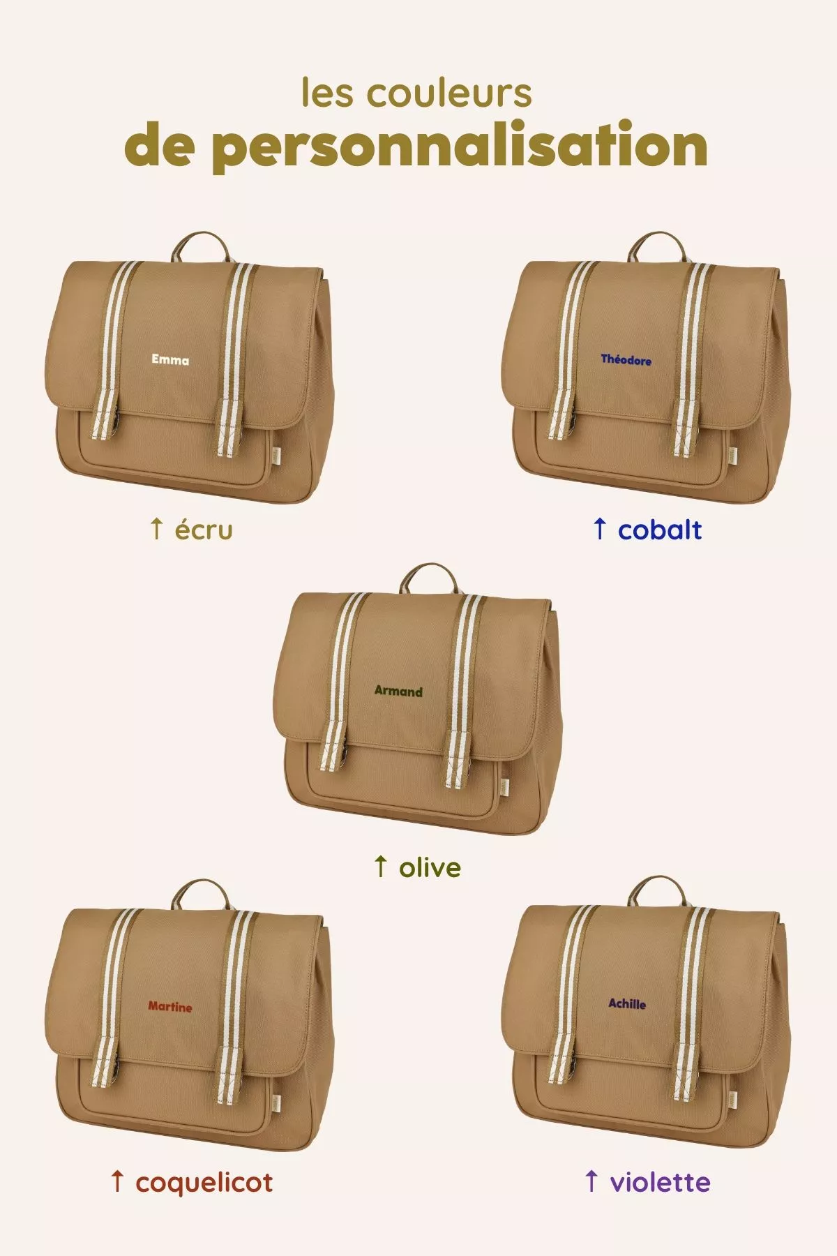 personalizable primary school satchel for children