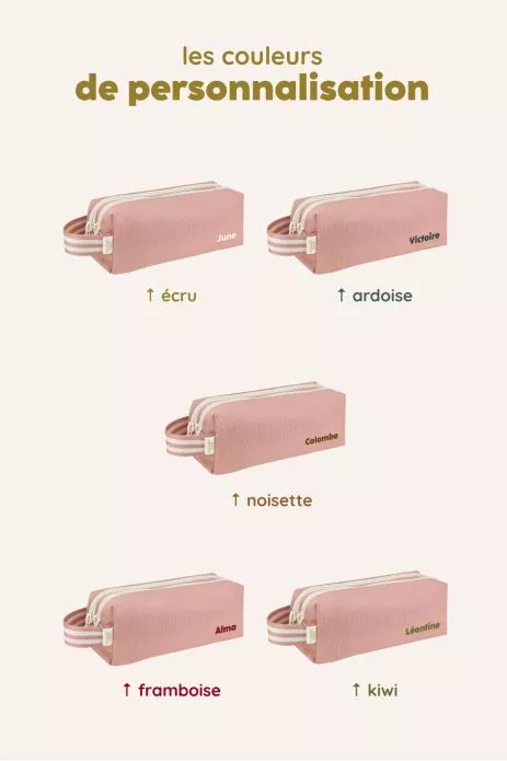 trousse à crayons enfant personnalisable avec double compartiments avec zip