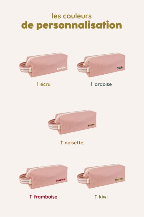 jolie trousse d'école unie et personnalisée avec zip