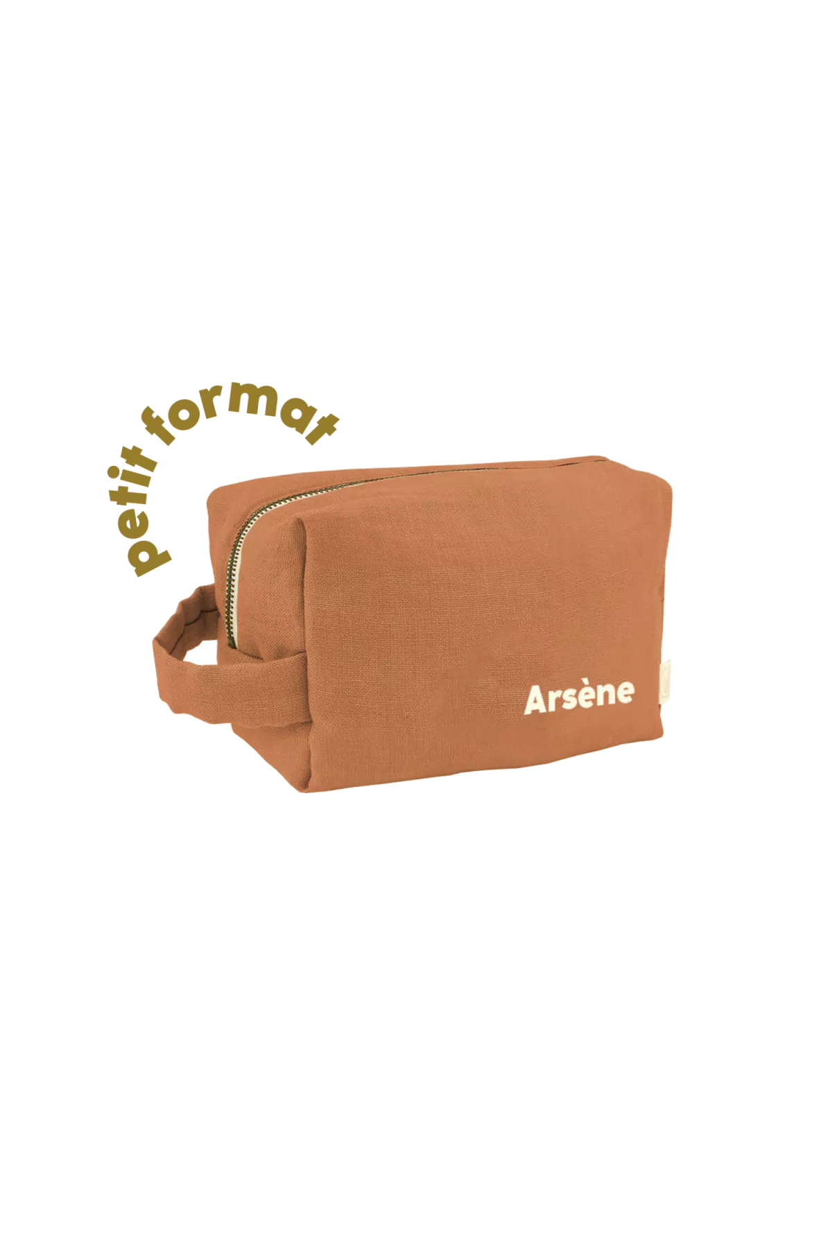 petite trousse de toilette en lin personnalisable pour enfant adulte