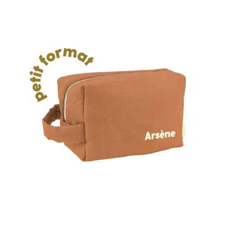 petite trousse de toilette en lin personnalisable pour enfant adulte