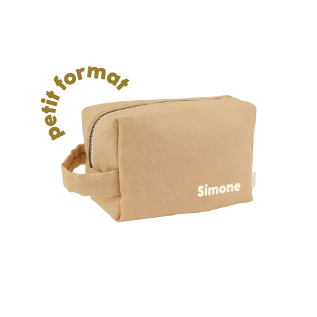 petite trousse de toilette en lin personnalisable pour enfant adulte