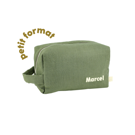 petite trousse de toilette en lin personnalisable pour enfant adulte