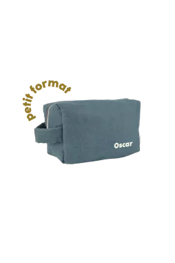 petite trousse de toilette en lin personnalisable pour enfant adulte