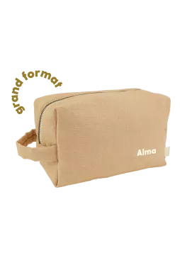 grande trousse de toilette avec des poches intérieures en lin personnalisable enfant adulte