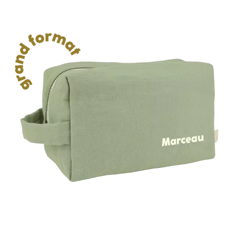grande trousse de toilette avec des poches intérieures en lin personnalisable enfant adulte