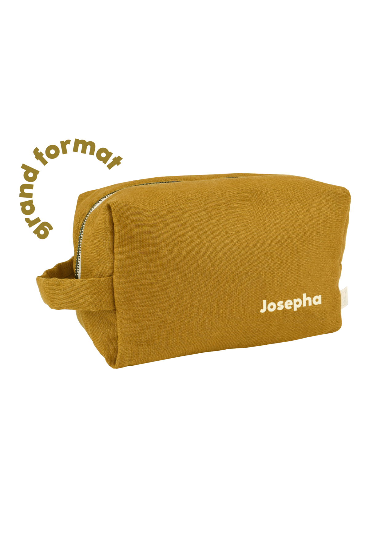 large toiletry bag with personalizable linen interior pockets for children and adults