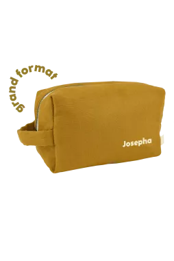 grande trousse de toilette avec des poches intérieures en lin personnalisable enfant adulte
