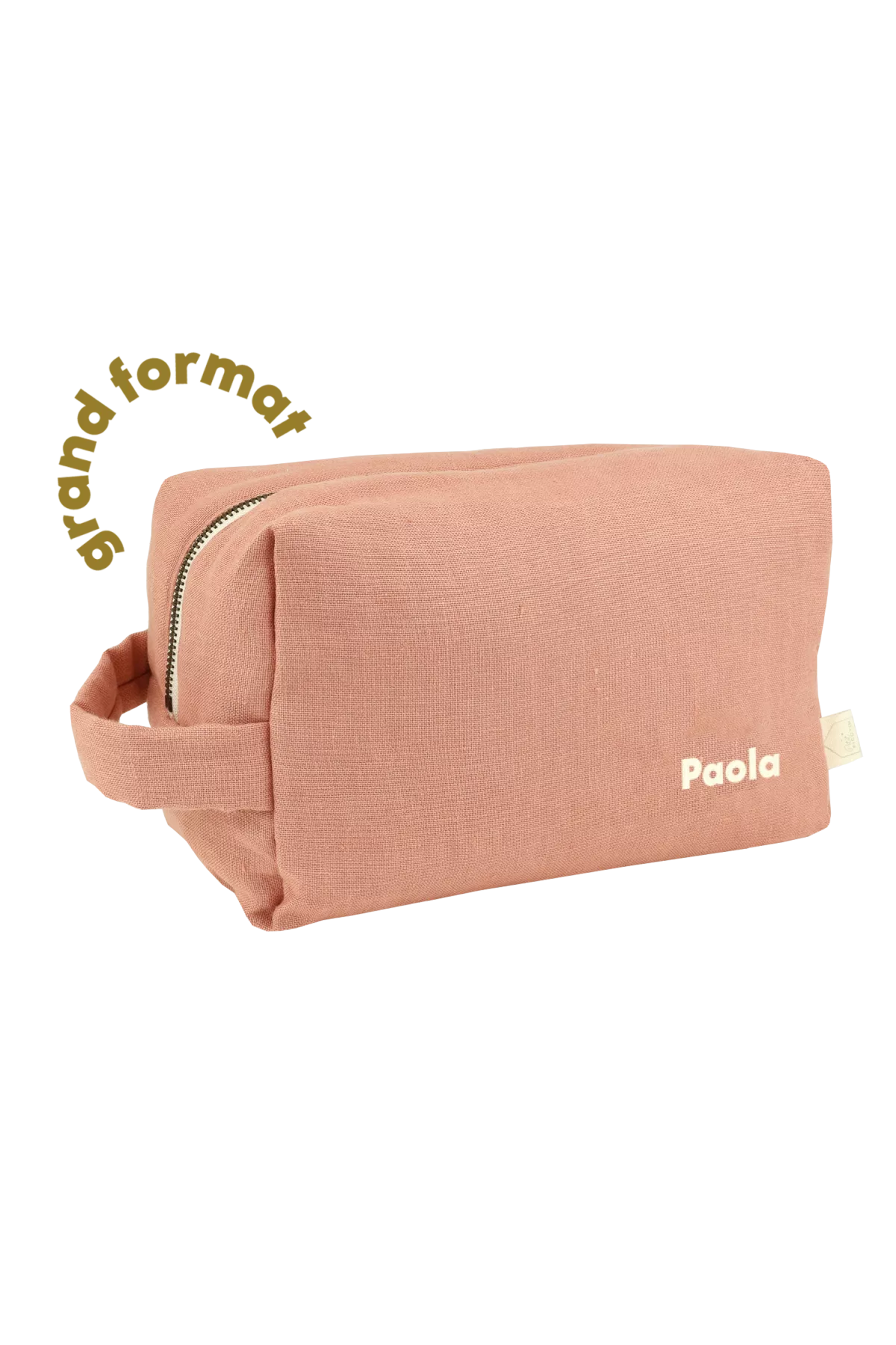grande trousse de toilette avec des poches intérieures en lin personnalisable enfant adulte