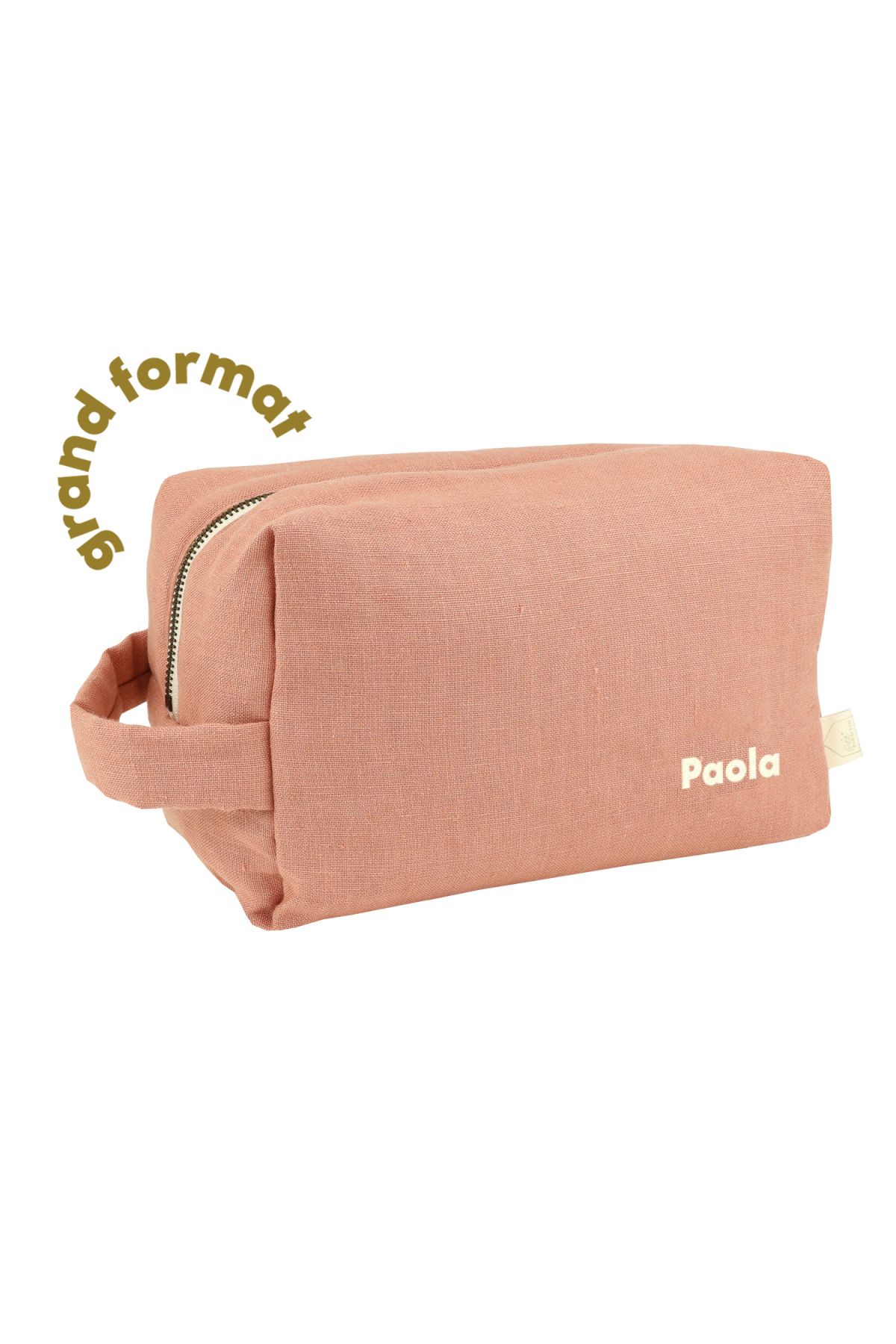 large toiletry bag with personalizable linen interior pockets for children and adults