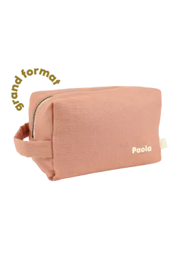 grande trousse de toilette avec des poches intérieures en lin personnalisable enfant adulte
