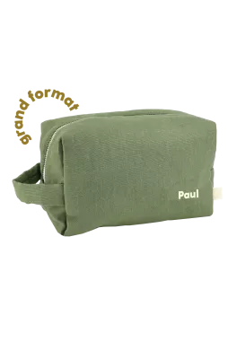 grande trousse de toilette avec des poches intérieures en lin personnalisable enfant adulte