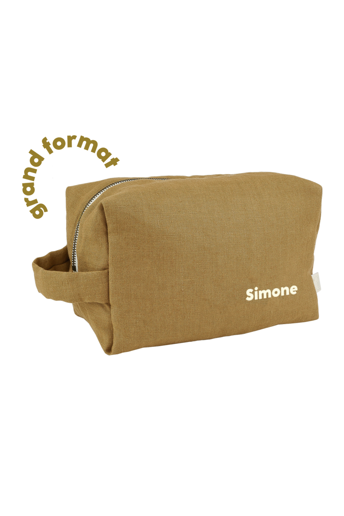 large toiletry bag with personalizable linen interior pockets for children and adults