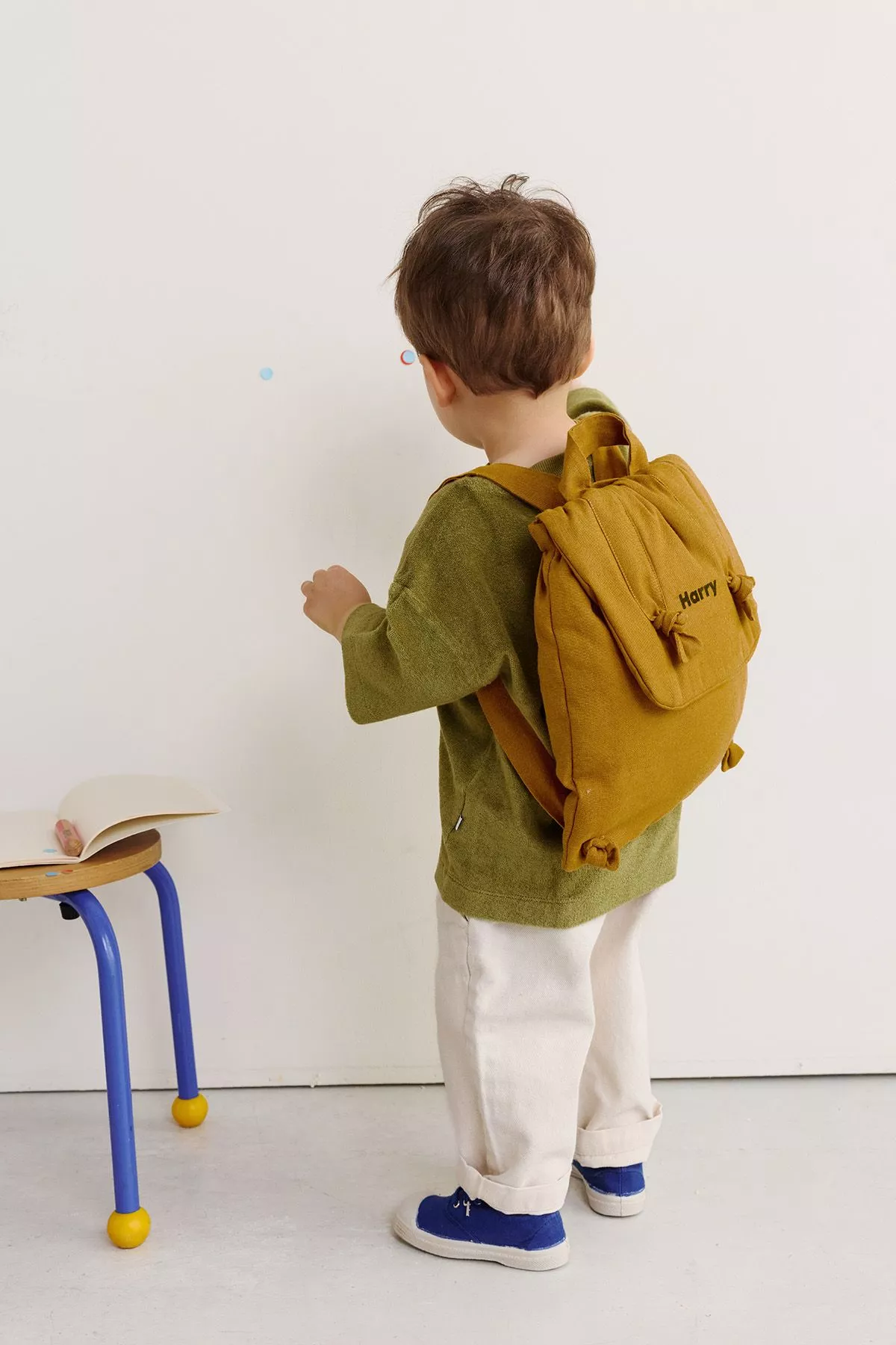 mochila para bebé de lino personalizable regalo nacimiento guardería escuela infantil