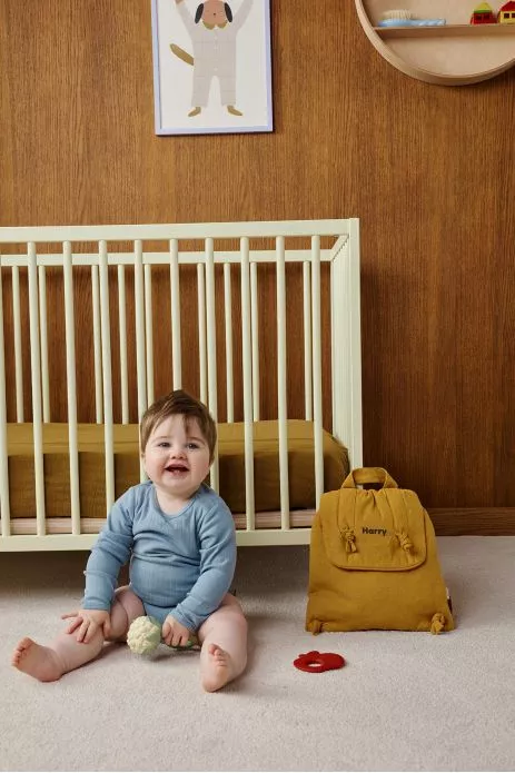 mochila para bebé de lino personalizable regalo nacimiento guardería escuela infantil