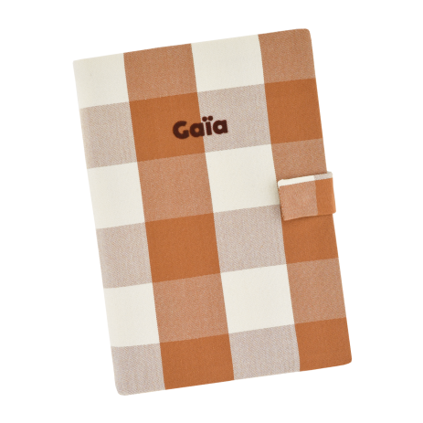 personalizable checkered baby health record book cover