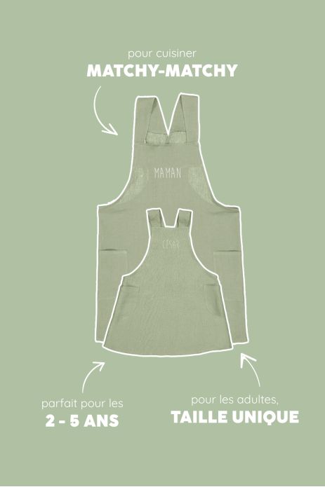 tablier de cuisine en lin pour enfant - uni et joli à personnaliser - tablier japonais