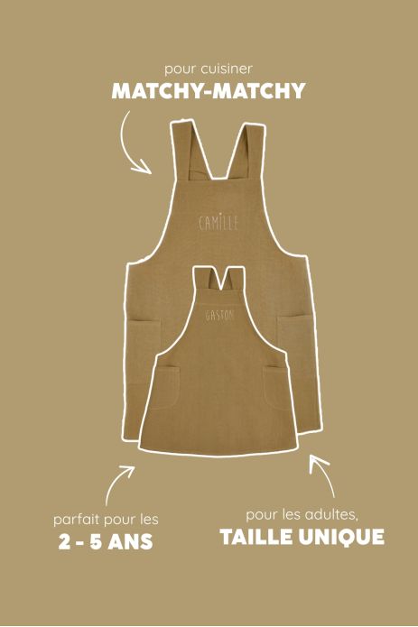 delantal de cocina de lino para niño - liso y bonito para personalizar - delantal japonés