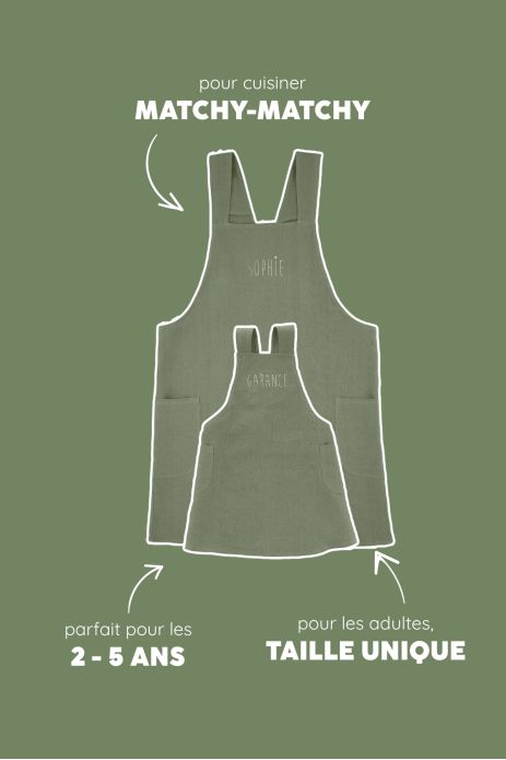 delantal de cocina de lino para niño - liso y bonito para personalizar - delantal japonés