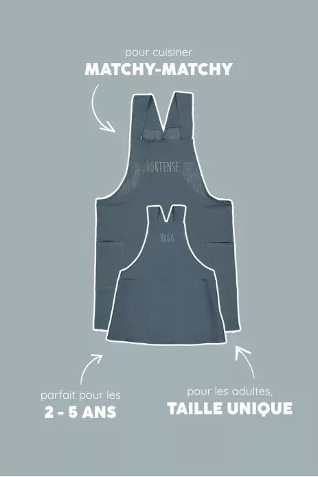 tablier de cuisine en lin pour enfant - uni et joli à personnaliser - tablier japonais