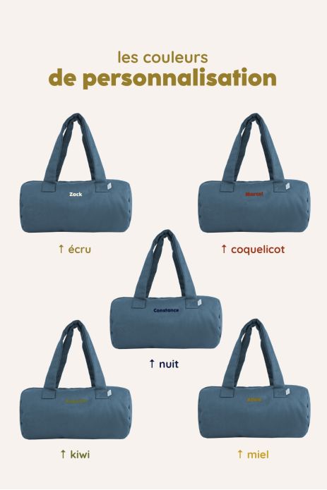 personalizable children's sports bag in thick cotton with zip
