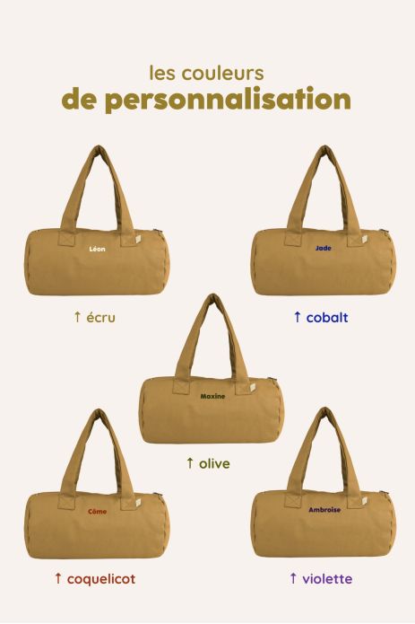 personalizable children's sports bag in thick cotton with zip